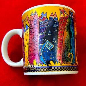 Laurel Burch Vibrant Cat Ceramic Mug Y2K